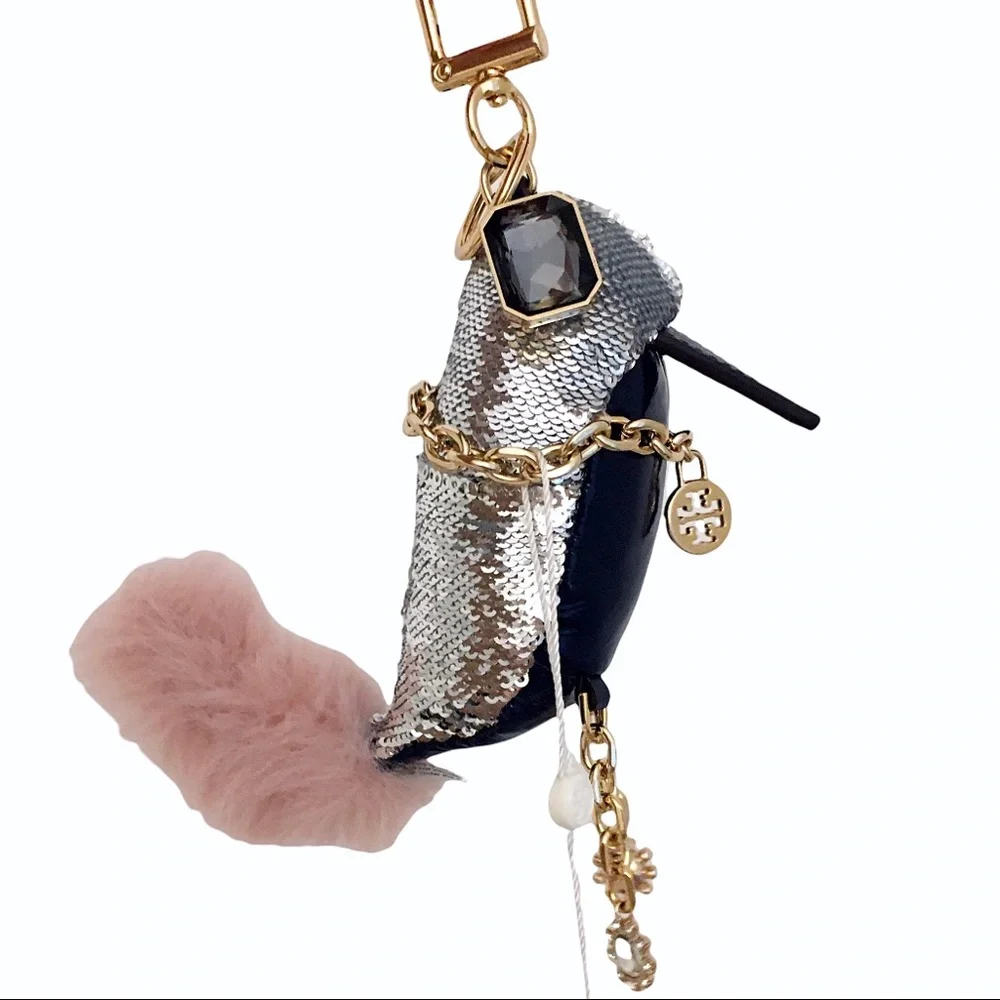 TORY BURCH Sequin Bird Key Ring Bag Fob